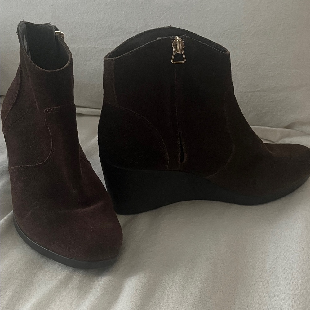 CROCS Dark Brown Ankle Wedge Booties